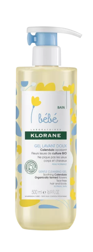 Klorane Bebe weiches Schaumgel für Körper und Haar 500 ml